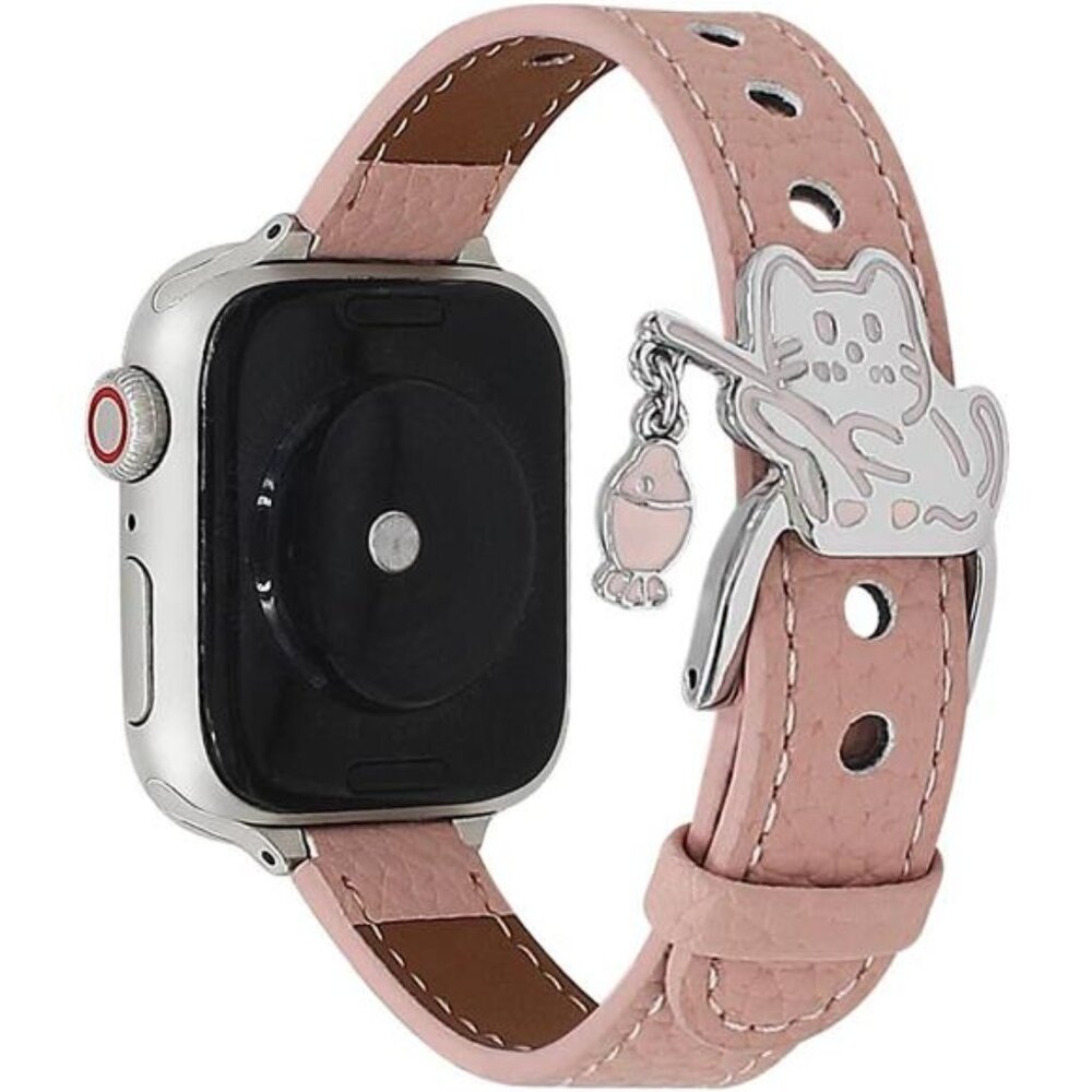 NEW Pink Leather Apple Watch Band+Cat Buckle